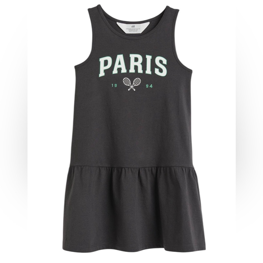 H&M Patterned Jersey Dress Sleeveless Paris Print‎ Girls US Size 8/10